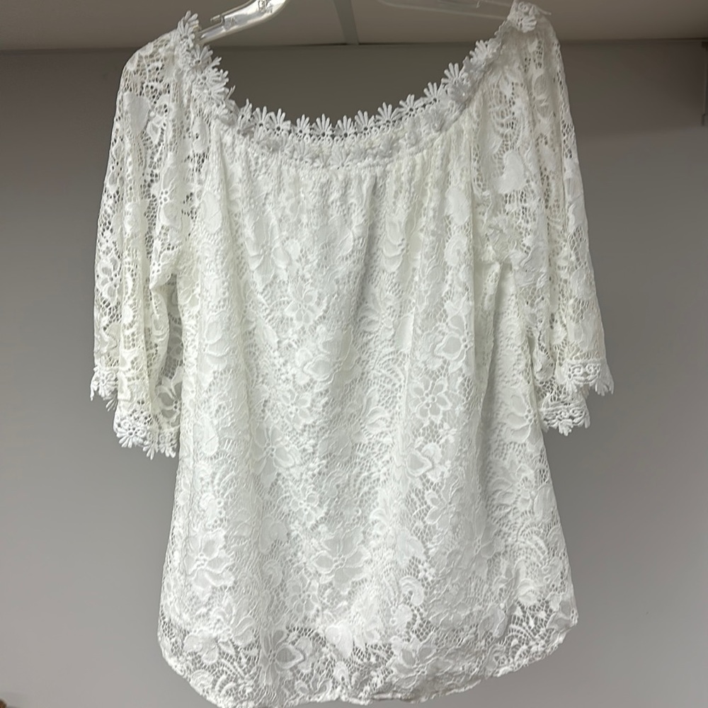 NWT Miholl xL womens off the shoulder top 3/4 sleeve, 2 layer top